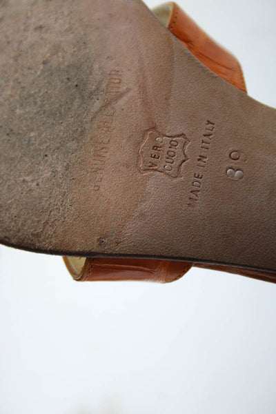 Titti Dell Acqua Womens Crocodile Criss Cross Mules Sandals Orange Size 39 9