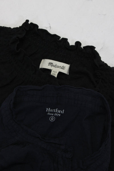 Madewell Hartford Womens Black Textured 3/4 Sleeve Blouse Top Size XXS 0 Lot 2