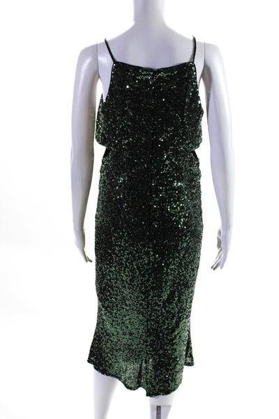 Badgley Mischka Womens Emerald Sequin Gown Size 10 10568453