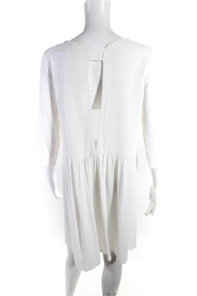 Ba&Sh Womnes Back Keyhole Ruched Empire Waist 3/4 Sleeve Midi Dress White Size 0