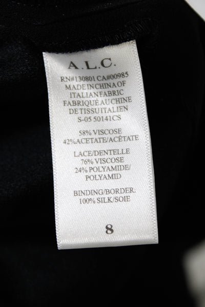 ALC Womens Cold Shoulder Lace Trim Crew Neck Boxy Top Black Size 8