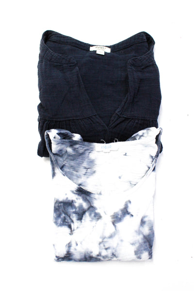Leallo Dylan Womens Tie Dyed Oversized Tank Tops Navy Blue White XS Large Lot 2