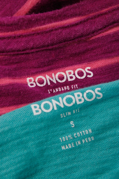 Bonobos Mens Cotton Striped Round Neck Short Sleeve T-Shirts Pink Size S Lot 2