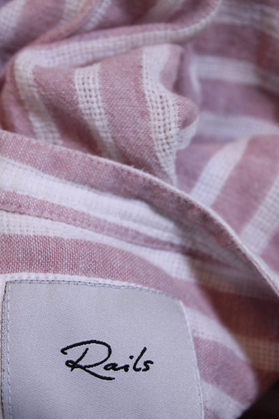 Rails Womens Woven Stripe Sleeveless Drop Waist Shirt Dress Pink Size Large
