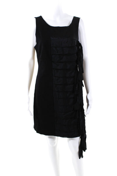 BCBG Max Azria Womens Satin Tie Sleeveless Sheath Dress Black Size 8