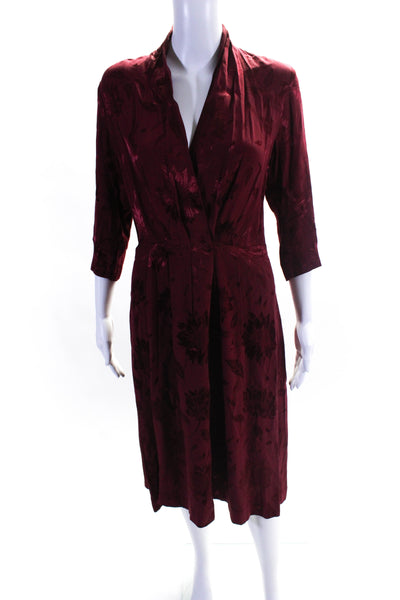 Stockholm Atelier & Other Stories Womens 3/4 Sleeve Satin Printed Dress Red 2