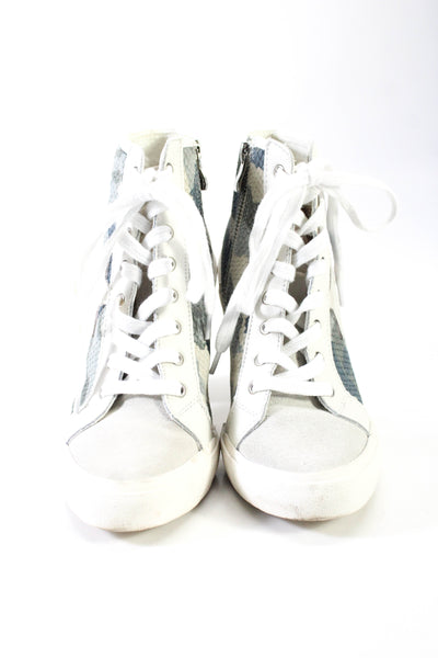 Vintage Havana Womens Side Zip Camouflage Star Booties White Leather Size 6