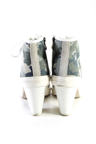 Vintage Havana Womens Side Zip Camouflage Star Booties White Leather Size 6