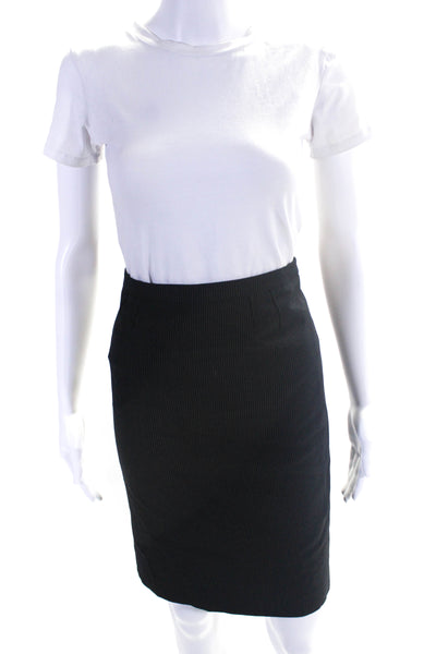 Emporio Armani Womens Striped Pencil Skirt Black Wool Size EUR 38