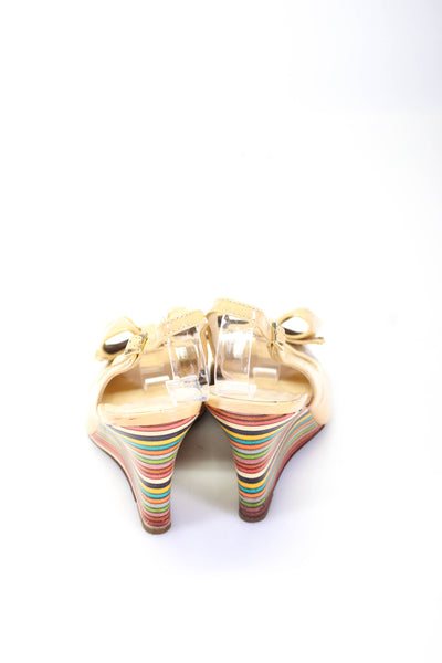 Kate Spade New York Womens Peep Toe Bow Slingback Wedges Multicolor Size 7.5