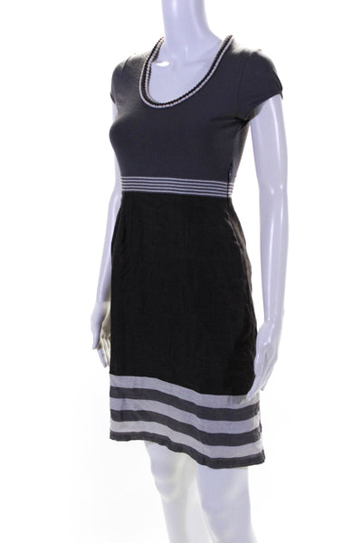 Boden Women's Striped Cap Sleeve A Line Dress Gray Size 2P