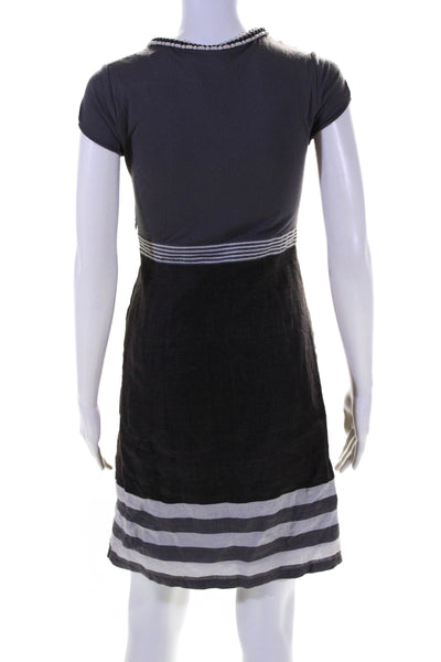 Boden Women's Striped Cap Sleeve A Line Dress Gray Size 2P