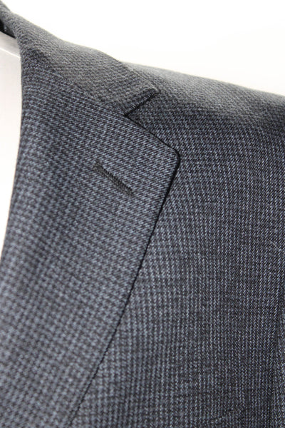 Club Room Men's Houndstooth Single Breasted Blazer Blue Size 44