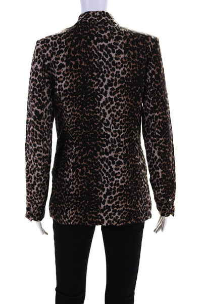 Paige Women's Collared Cheetah Print Blazer Brown Size XS