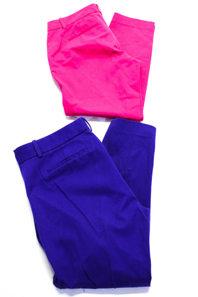 J Crew Womens Cotton Mid-Rise Straight Leg Trousers Pink Purple Size 2 6 Lot 2