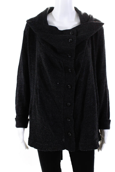 Vince Womens Button Up Collared Cardigan Sweater Dark Gray Wool Size Small
