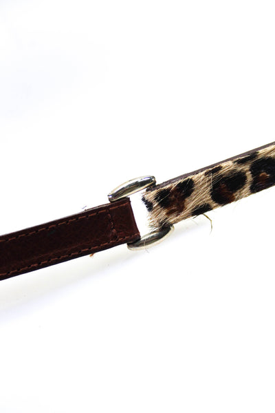 Massimo Dutti Womens Leopard Print Buckled Belt Beige Size EUR28