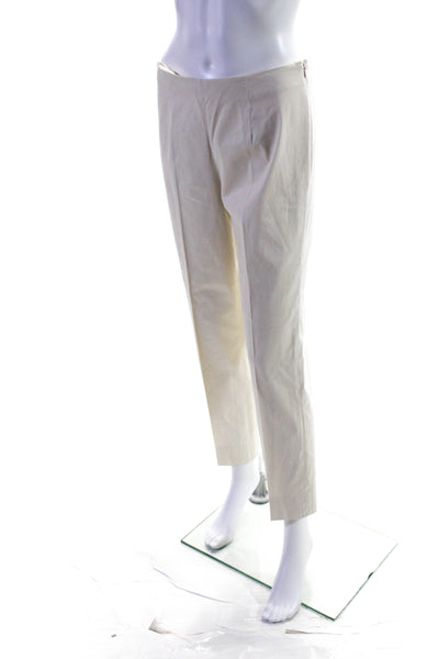 Leggiadro Womens Side Zip High Rise Pleated Straight Leg Pants White Size 6