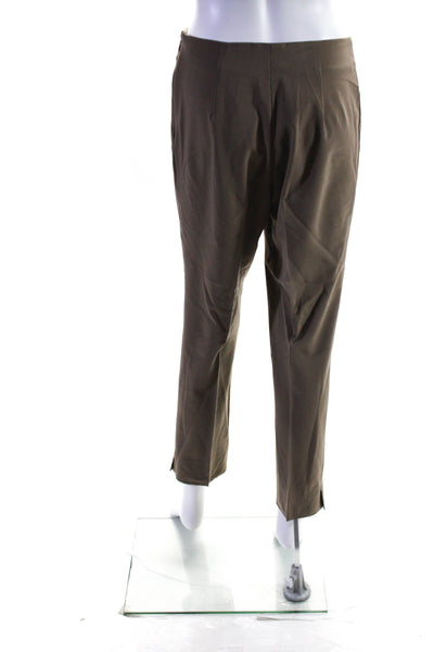 Metradamo Womens Side Zip High Rise Pleated Pants Brown Wool Size IT 40