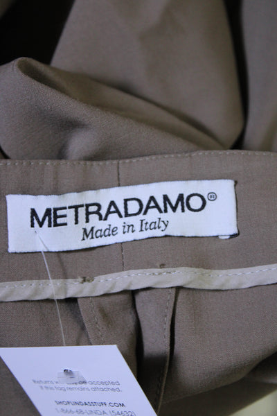 Metradamo Womens Side Zip High Rise Pleated Pants Brown Wool Size IT 40