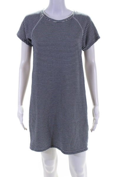 J Crew Womens Cotton Striped Print Short Sleeve Shirt Dress Blue White Size S