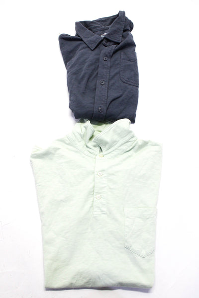 J Crew Men's Solid Button Down Shirts Green Gray Size M L Lot 2