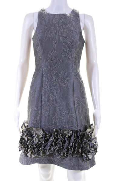 Aidan Mattox Womens Gray Ruffle Floral Print Sleeveless Shift Dress Size 2
