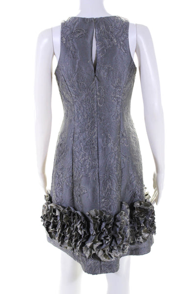 Aidan Mattox Womens Gray Ruffle Floral Print Sleeveless Shift Dress Size 2