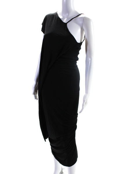 RICKOWENSLILIES Womens Black Asymmetrical Jersey Gown Size 8 10834836