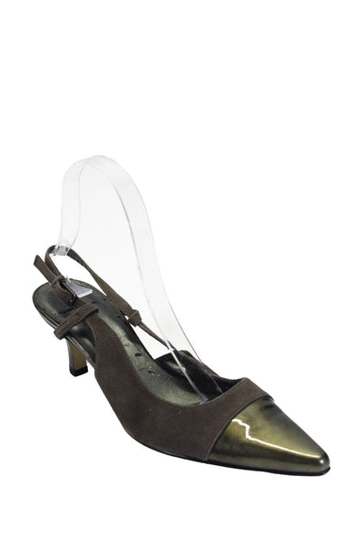 Dittos Women's Pointed Toe Suede Heels Green Gray Size 7