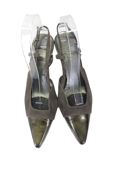 Dittos Women's Pointed Toe Suede Heels Green Gray Size 7