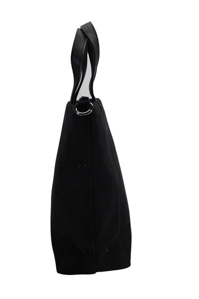 Angela Roi Canvas Leather Double Strap Small Tote Handbag Black