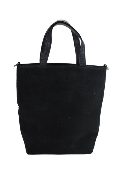Angela Roi Canvas Leather Double Strap Small Tote Handbag Black