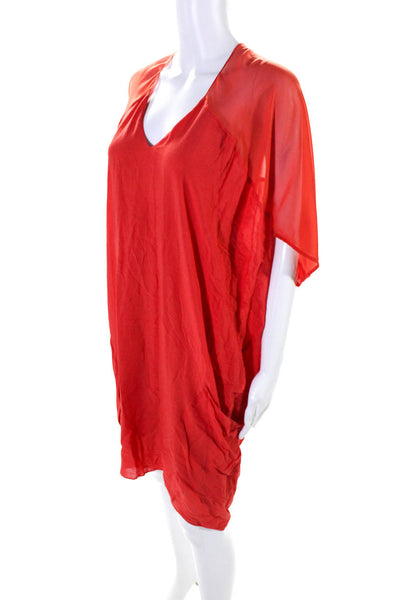 Helmut Lang Women's Short Sleeve T-Shirt Dress Orange Size M