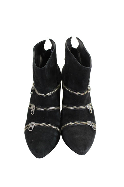 Pour la Victoire Women's Suede Zipper Ankle Booties Black Size 7.5
