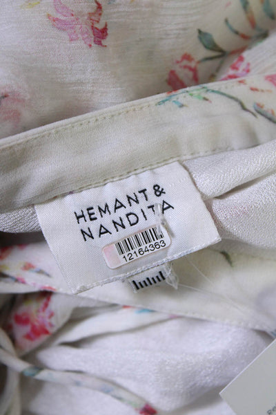 Hemant & Nandita Womens Blush Floral Midi Dress Size 10 12164363