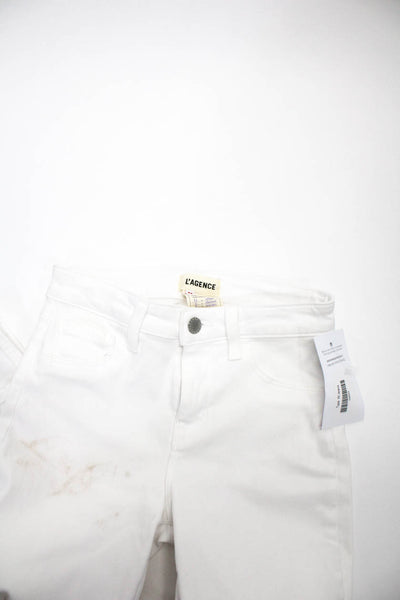 L'Agence Women's Mid Rise Skinny Jeans White Size 24