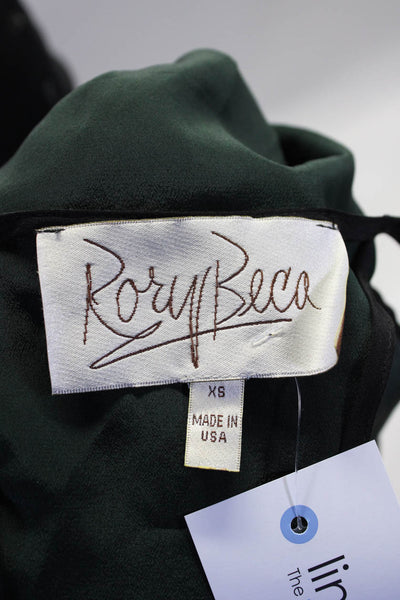 Rory Beca Womens Dark Green Silk V-Neck Sleeveless Top Size XS