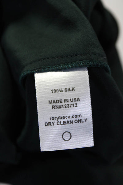 Rory Beca Womens Dark Green Silk V-Neck Sleeveless Top Size XS