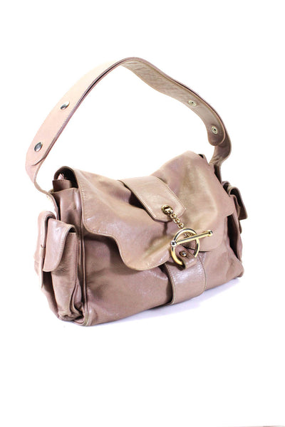 Marni Womens Single Strap Bar Pin Flap Medium Shoulder Handbag Brown Leather