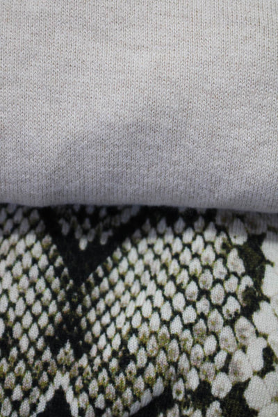 J Crew Womens Snakeskin Print Crew Neck Sweater Ivory Size Medium Large Lot 2