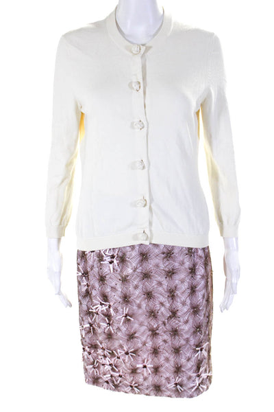 Etcetera Womens Metallic Satin Pencil Skirt Cardigan Size 0 Medium Lot 2