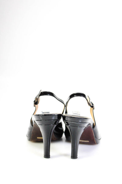 Cole Haan Womens Peep Toe Slingback Pumps Black Patent Leather Size 9 AA