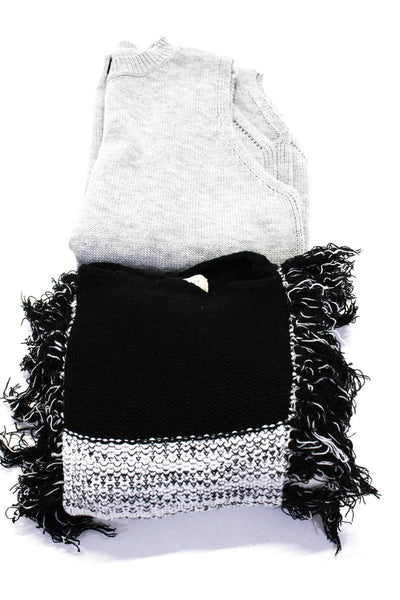 Lumiere Womens Knit Vest Long Sleeve Sweater Gray Black White Size S Lot 2