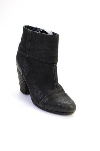 Rag & Bone Womens Almond Toe Stacked Heel Ankle Boots Black Leather Size 37 7