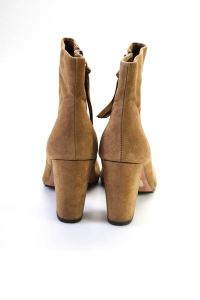 Jean Michel Cazabat Womens Almond Toe High Heel Ankle Boots Tan Suede Size 38 8