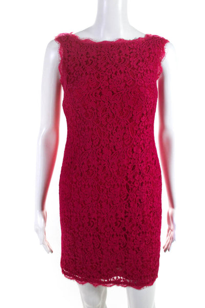 Adrianna Papell Womens Sleeveless Lace Sheath Dress Pink Size 2P