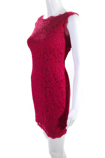 Adrianna Papell Womens Sleeveless Lace Sheath Dress Pink Size 2P