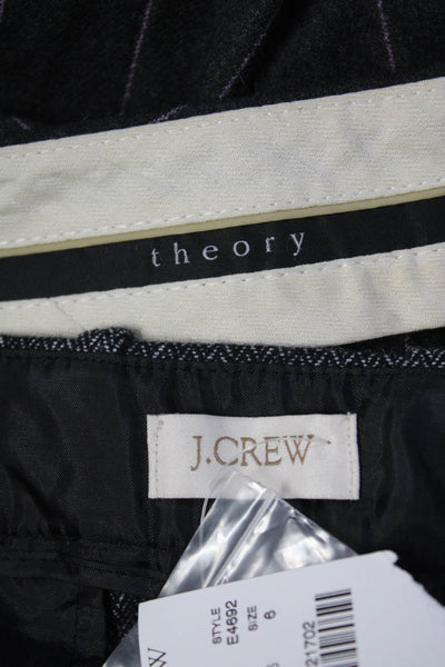 Theory J Crew Womens Striped Abstract Wool Dress Pants Black Size 4/6 Lot 2