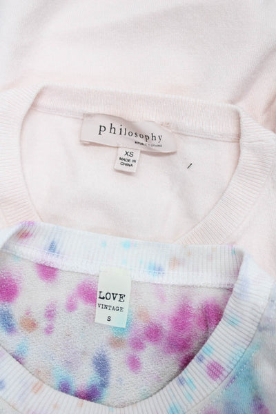 Love Vintage Philosophy Womens Scoop Neck Sweaters White Pink Size XS S Lot 2